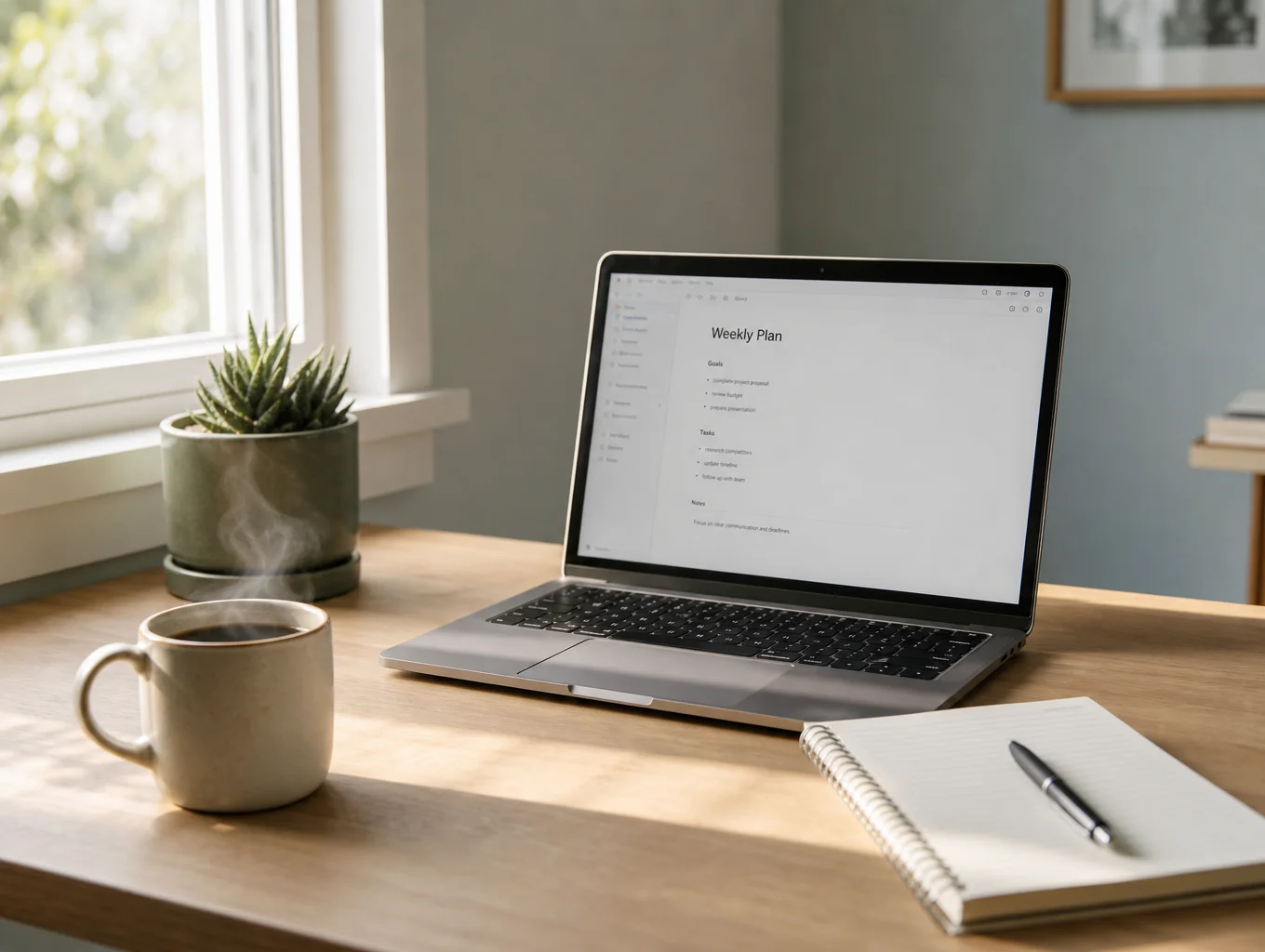 Bureau d'écriture lumineux et sérénité retrouvée