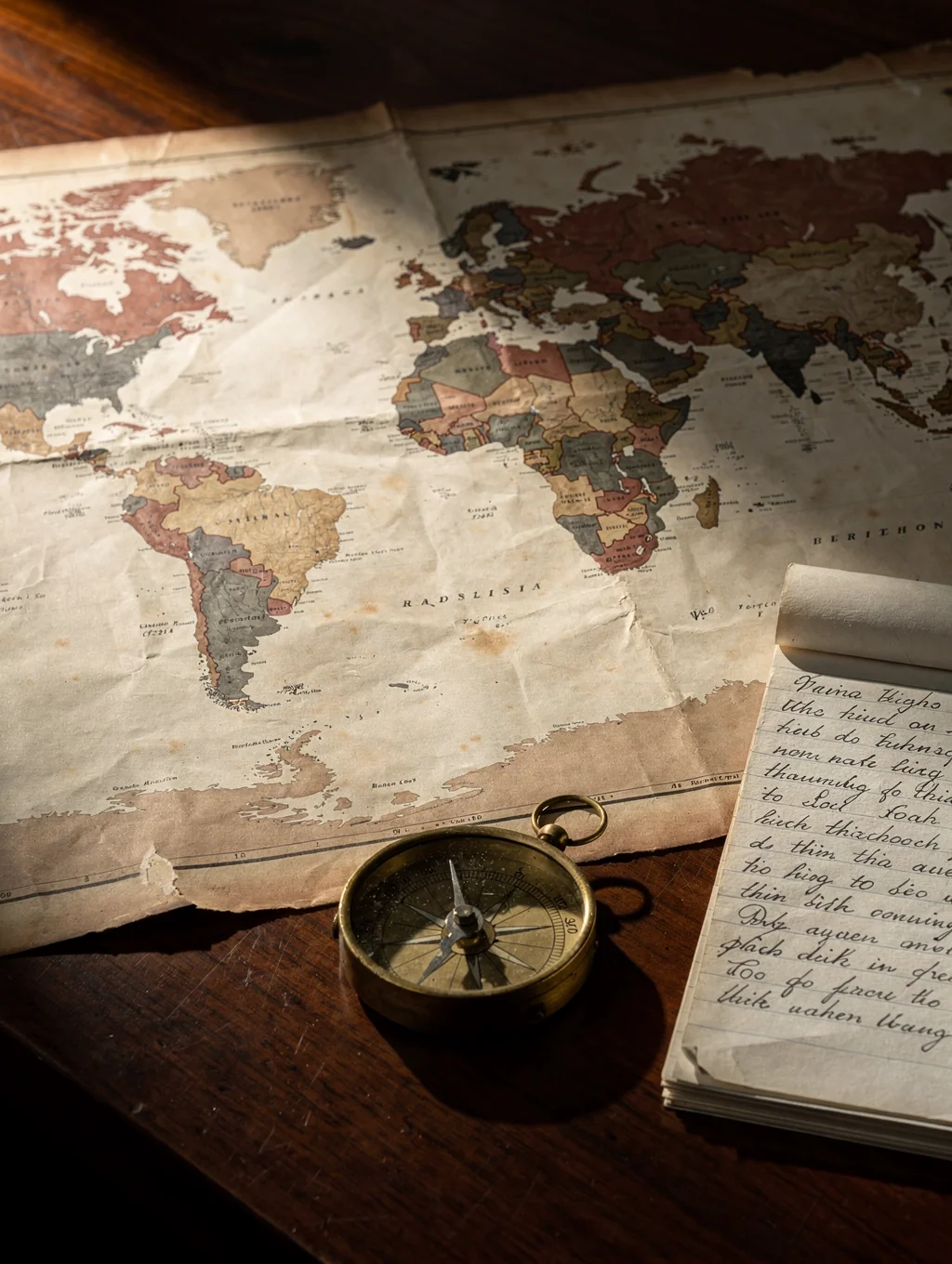 Archival cartographic map tracing the overland and maritime trajectory from Cameroon across the Sahara to Europe